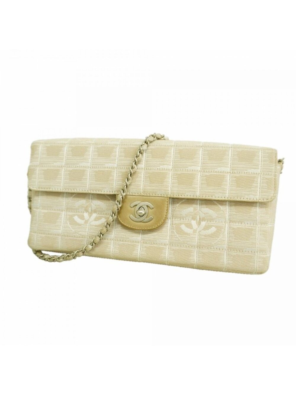 Chanel Shoulder Bag New Travel Nylon Beige Silver